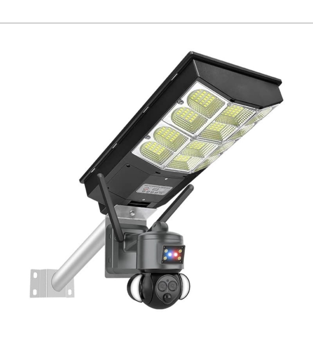 Lampadaire solaire avec caméra de surveillance 3 capteurs