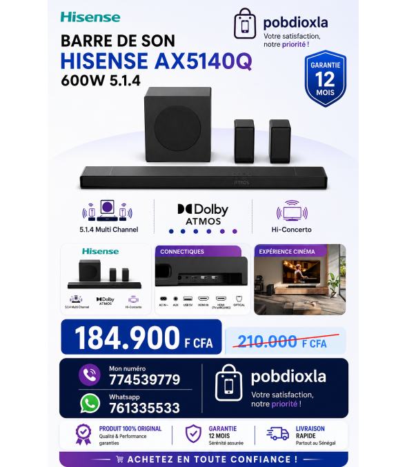 Barre de Son HISENSE AX5140Q – 600W